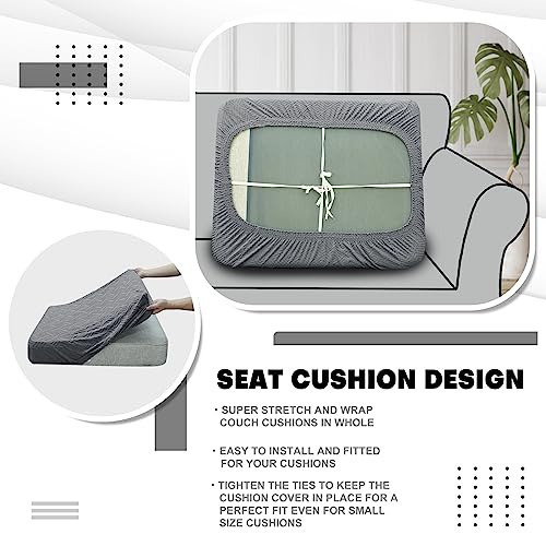Znsayotx Stretch Individual Cushion Covers Sofa Cushion Couch Seat Covers Slipcovers Soft Replacement Unique Pattern Furniture Protector With Elastic Bottom (Light Gray, 3 Pc Cushion Cover) #TOP4
