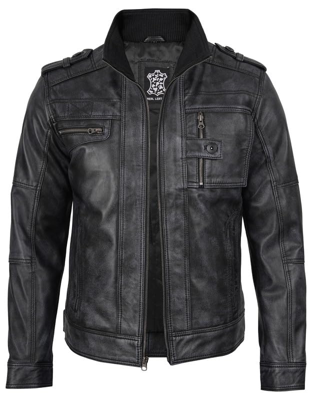 Image of Decrum Real Mens Leather Jacket - Cafe Racer Style Casual Leather Jackets For Men