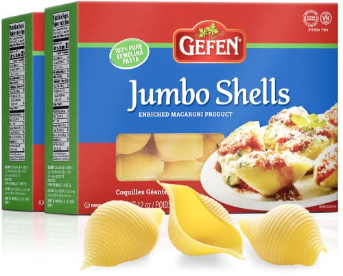 Gefen Jumbo Pasta Shells, 12oz (2 Pack) Made with Semolina Wheat | Premium Quality | Large Size