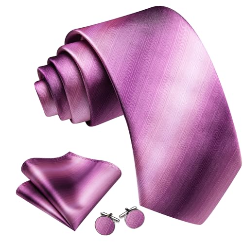 Image of Barry.Wang Plaid Ties for Men Silk Necktie Handkerchief Cuff Links Set