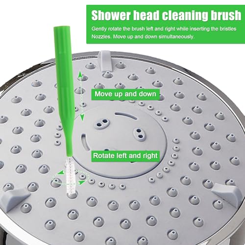 Image of 10pcs Shower Head Cleaning Brush, Gap Hole Anti-Clogging Cleaning Brush with 10 Stainless Steel Pin Picks Small Hole Cleaner Tool for Car Washer 3D Printer Tubes (Green)