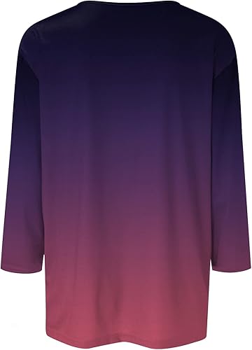 Miniatura 4 de Camisetas de manga 34 para mujer, camisetas de trabajo de verano, teñido anudado, camisa de abuela, camisa con botones y cuello redondo, a la moda,