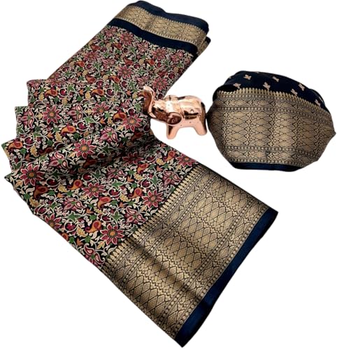Image of Kashmiri Print Tussar Silk Saree for Women with Unstitched Blouse Piece for All Occasions