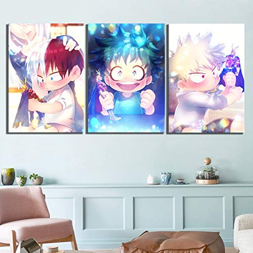 Tableau triptyque mural décoration salon affiche manga modulaire