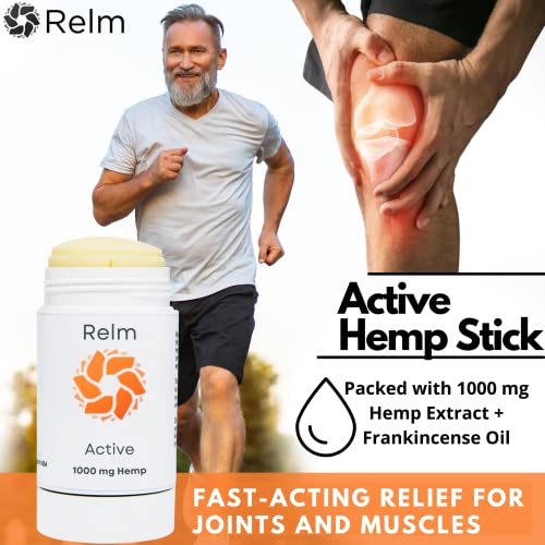 Hemp Cream for Muscles, Joints, Nerves and Skin - Fast-Acting Relief - Relm Active Hemp Stick, 1000mg 3oz - Image 3