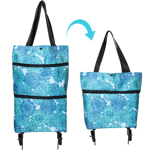 Faltbare Einkaufstasche mit Rädern: faltbare Trolleytasche auf Rädern für Frauen, wiederverwendbar, multifunktional, Einkaufstasche Cover