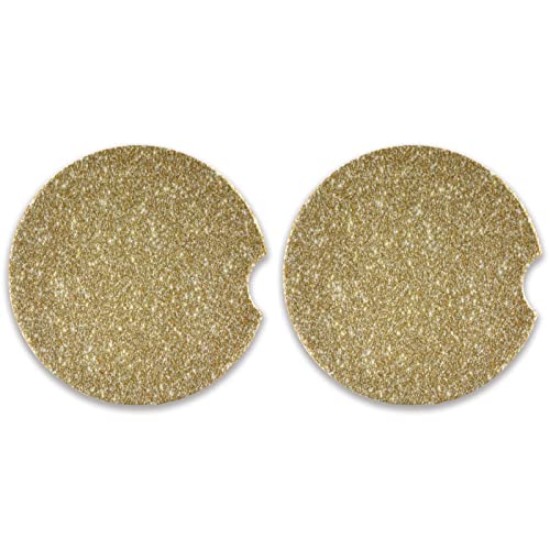 Portavasos para carro redondo textura glitter dorado set 2 miniatura 1