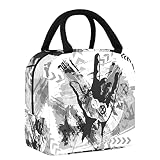 Sac à déjeuner isotherme en métal lourd noir et blanc résistant à l'eau pour adolescents, filles, garçons, adultes