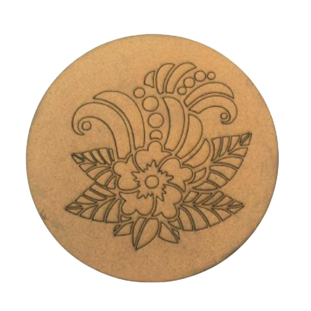 Stellx MDF Board Lippan Design, Pre-Marked Printed for Art & Craft, Wooden Rangoli, Artistic DIY Work Art MDF Round Cutout for Decorations, Festival, Painting(8In, 2.3mm, Pack of 5)