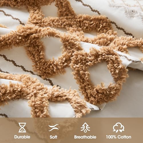 Image of Ink+Ivy Boho Curtains for Bedroom Single Panel Window Curtains for Living Room, 100% Cotton Tufted Chenille Stripe Modern Farmhouse Curtains Light Filtering Drapes for Bedroom, 50 inch x 95 inch, Terracotta