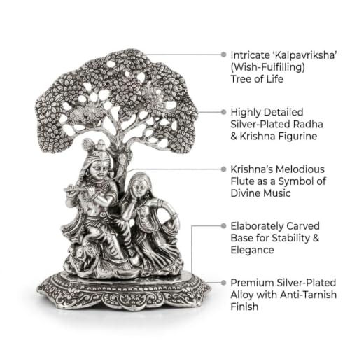 Image of Lavanaya Silver Brand - Silver Plated Radha Krishna Idol | Statue | Showpiece with Premium Gift Box - Perfect for Marriage Anniversary, Wedding, Housewarming, Birthday and Wedding Return Gifts