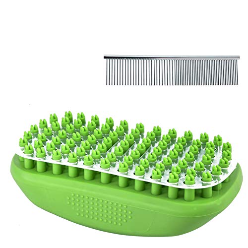 swelldom Dog Bath Brush, Easy to Clean Dog Grooming Brush with Removable Screen, Soft Rubber Bristles Gently Removes Loose Hair, Shampooing and Massaging Dogs, Cats for Short or Long Hair