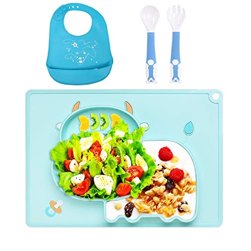 GOLDGE Plato de Silicona para Bebe con Ventosa Antideslizante, Babero de Silicona...