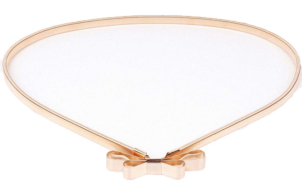 Ulalaza Women's A08038 Skinny Leather Belt For Adjustable Elastic Thin Cinch Waist Alloy Buckle For Wedding Dress Decoration Golden