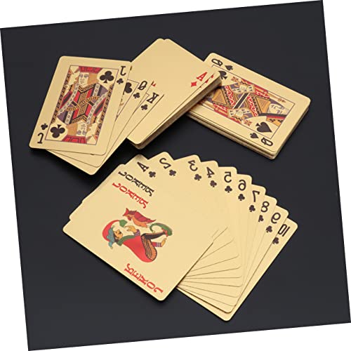 ABOOFAN Gold Folien Pokerkarten Professionell Langlebig Mit Ausgezeichnetem Griff Für Weihnachtsfeier Und Familienspiele Edles Kartendeck in Glänzendem Gold Für Sammler Und Geschenk – Bild 5