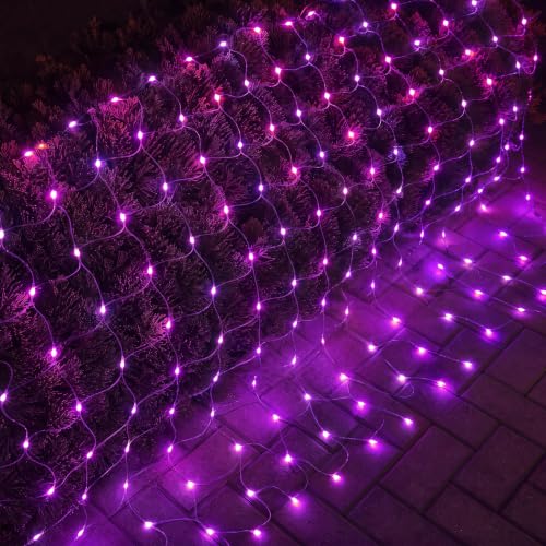 Image of DAZZLE BRIGHT Halloween 360 LED Net Lights, 12FT x 5 FT Connectable String Lights with 8 Lighting Modes, Halloween Decorations for Party Carnival Supplies, Indoor Outdoor Yard Garden Decor (Purple)