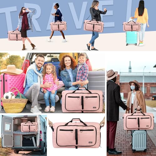Image of Fmeida 65L Duffle Bag Foldable Travel Duffel Bags for Men Women Travel Bag | Shoes Compartment, 65L Large Capacity, Foldable, Packable, Water Repellent, Tear Resistant, for Traveling Gym Overnight Camp