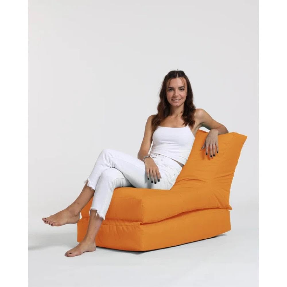 TRP Outdoor Bean Bag Chair with Comfortable & Supportive Seating 15.7''H X 21.7''W X 15.7''D | Solid Orange Tangerine Color Waterproof Zipper Closure Durable All Seasons Soft Plush Cozy Fluffy