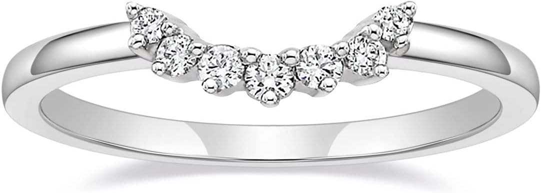 Mameloly Wedding Bands for Women Round Cut CZ Cubic Zirconia Curved Stackable Engagement Rings for Her Size 4-12