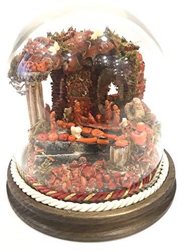  Euro Glass Angelo Presepe in Corallo in Campana di Vetro