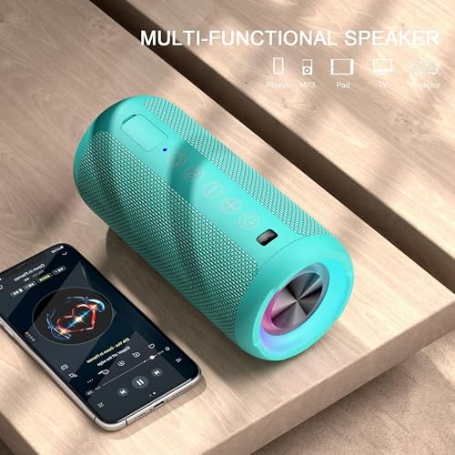 Image of Ortizan Portable Bluetooth Speaker, IPX7 Waterproof, Wireless, Big Sound and Deep Bass, 24W Stereo, TWS Pairing, 30Hrs Playtime, Bluetooth 5.3, RGB Lights, for Home /Party /Outdoor /Beach (X10 Teal)