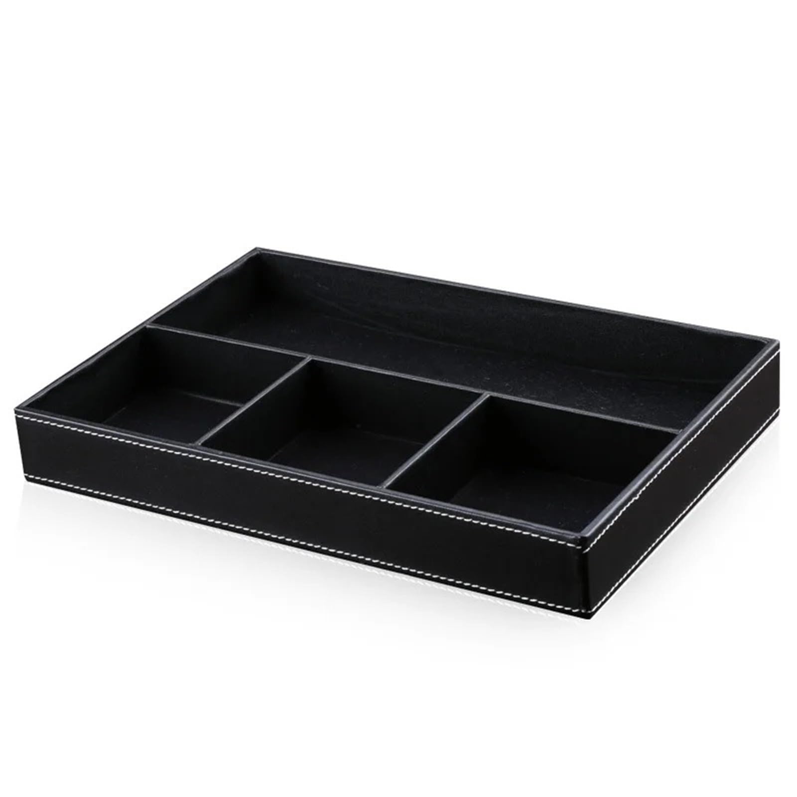 Schreibtischschubladen-Organizer mit 4 Fächern, Schubladenaufbewahrungs-Organizer aus Pu-Leder for die Sammlung von Büro-Schreibtischzubehör Für Kleidung,Socken(Black)