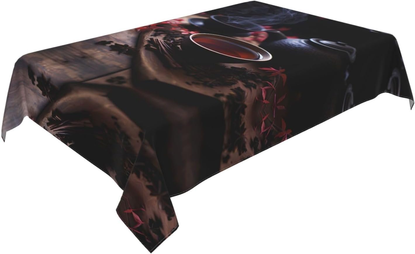 Prostokątny obrus 160 x 240 cm chiński styl i herbaciarnia obrus z poliestru odporny na plamy ochraniacz na stół 8-osobowy, idealny do kuchni i na imprezy 6511v