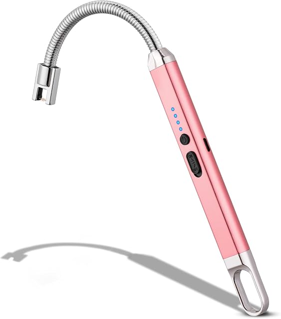 MEIRUBY Candle Lighter Electric Lighter Rechargeable USB Lighter Arc Long Lighters for Candle Camping BBQ (Rose Gold)