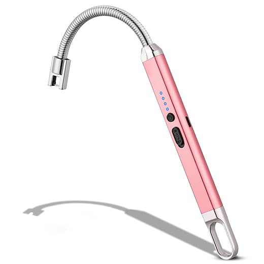 MEIRUBY Lighter Electric Candle Lighter Christmas Stocking Stuffers Gifts for Women Men Rechargeable USB Lighter Arc Lighters for Candle Camping BBQ Christmas Birthday Gifts for Men Women (Rose Gold)