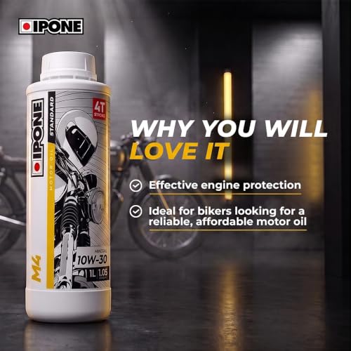 Image of IPONE M4 10W-30 4T-Stroke Motorcycle Engine Oil | API SM | Premium Mineral Motor Oil for Premium Commuters Bikes | 1L