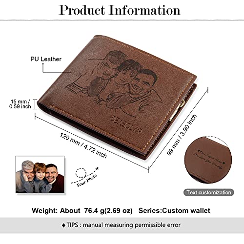 Personalized Engraved Wallet, Custom Photo Wallets for Men, Engraved Customized Leather Wallet for Men, Dad, Son, BF3