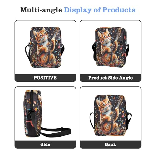 messenger bag for men Small Crossbody Bags For Women Purses Cross Body Bag Adjustable Strap for business business- Colorful Cute Cat Music Play4