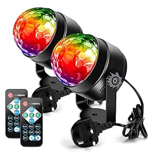 Disco Lights Disco Ball, Litake 2 Pack Party Lights Remote Control DJ Stage Lights 3W 7 Colours Sound Activated Strobe…