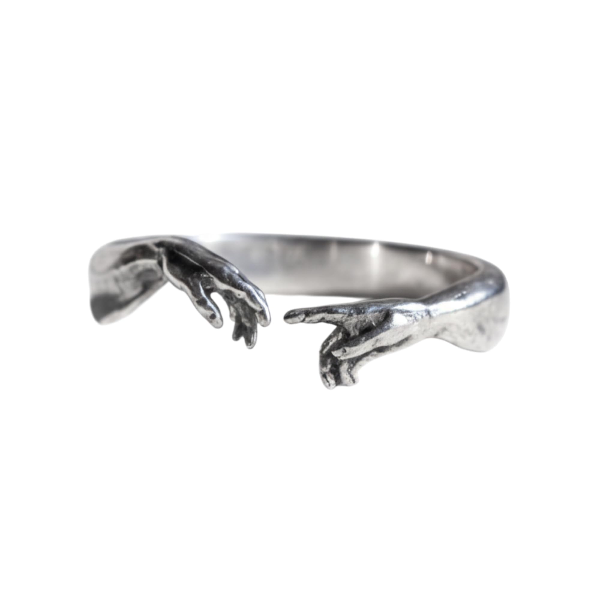 Hand of God Ring 925 Sterling Silver Creation of Adam for Men Women | Handcrafted solid 925 sterling silver, adjustable open wrap design, Sistine Chapel religious gift for art collectors