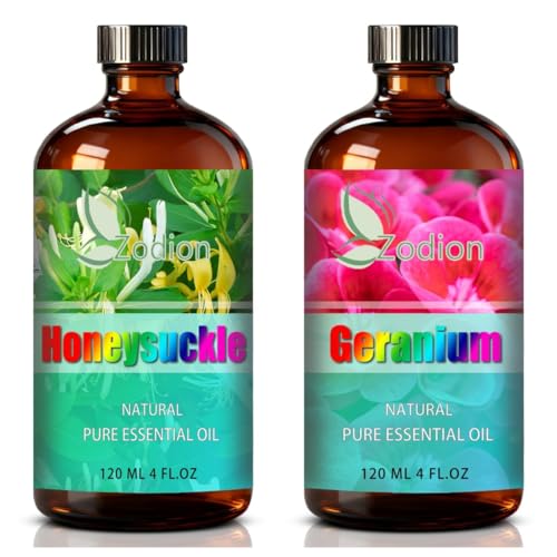 Aceite Esencial de Geranio y Madreselva 4 Fl Oz Cada Uno