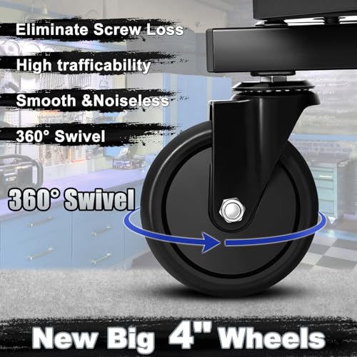FREEKYROCK Rolling Stool with Wheels, Adjustable Height Pneumatic Garage Work Mechanic Stool Seat with Backrest, 400 LBS Capacity 360° Swivel Mechanic Crepper Chair with Tool Tray Storage, Gray by FREEKYROCK - Image 6