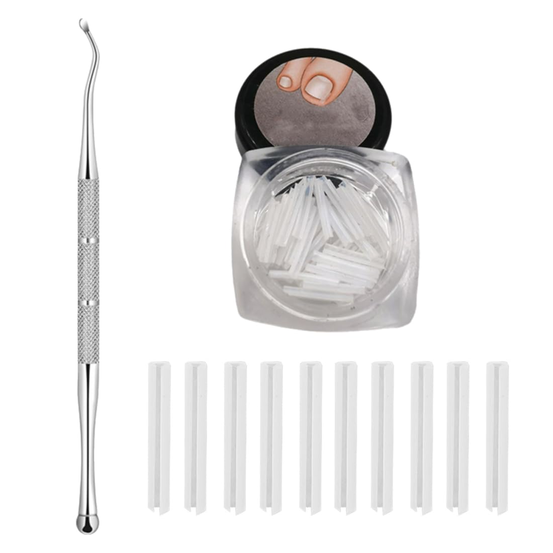 Set correttore per unghie incarnite, 50 pezzi Strisce raddrizzanti per unghie incarnite senza dolore con sollevatore per unghie, adesivi per unghie per unghie incarnite facili da usare