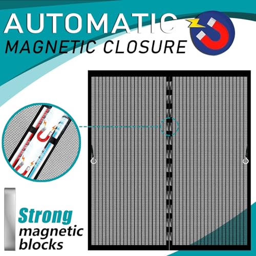 Moustiquaire porte magnétique contre les insectes avec maille ultra fine 164x160cm