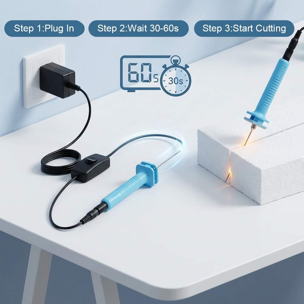 QWORK 15W Foam Cutting Pen – Fast Heating Hot Wire Cutter for EPS, EPE & Soft Foam Crafts