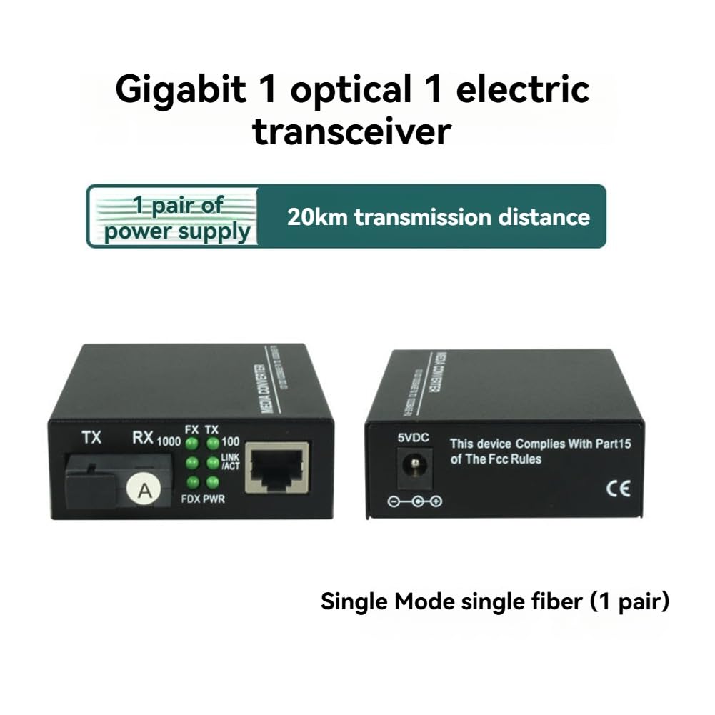 1 Paire de Convertisseurs de M�dia RJ45 vers Fibre + 10G avec Prise Europ�enne. Convertisseur Ethernet RJ45 vers + 10/100/1000M/2.5G/10G Gigabit Transceiver Core.
