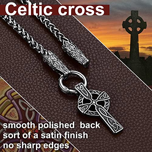 ChainsProMax Men Chunky Viking Mjolnir/Fenrir Wolf/Celtic/Rune Necklace, with 28inches Chain, Can Custom, Stainless Steel Norse Viking Jewelry, Gold Plated/Black, Send Gift Box4
