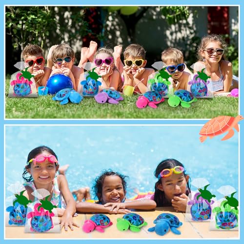 24 Pack Summer Turtle Party Favors, Mini Sea Turtle Plush with Cards Set - image 5