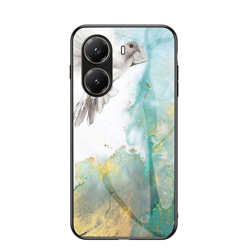 Jiajihua Cover Compatible with Honor X40i 5G 【PC Panel+Tempering Glass+TPU Silicone】 3 in 1 Shockproof Phone Case Blue