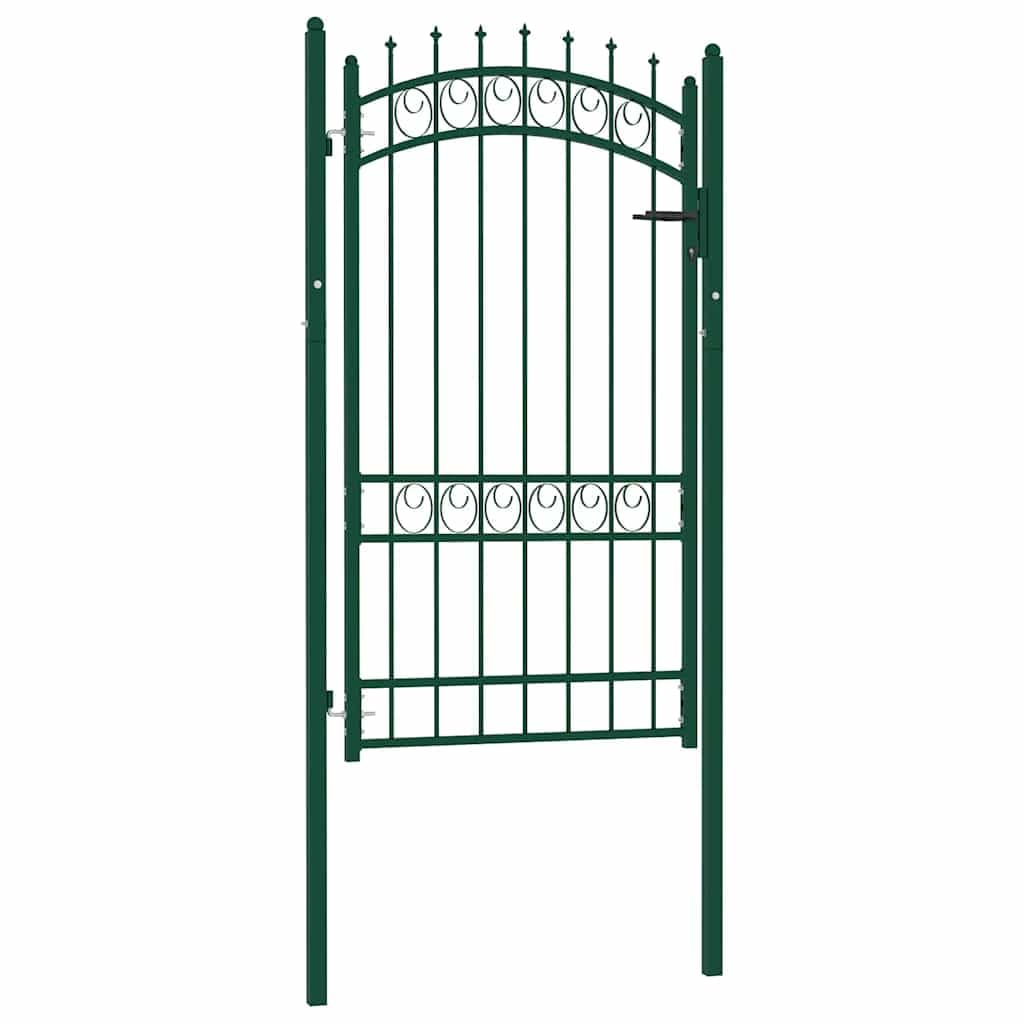 Puerta de valla con puntas de acero pulverizado y postes de fijación estable