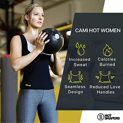 HOT SHAPERS Women's Cami Hot Belly Fat Burn Sauna Shirt. Seamless Slimming Body Shaper (Small, Black)