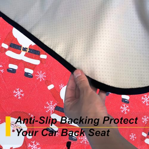Image of Back Seat Cover for Car Trucks Van SUV Jeep,Waterproof Rear Bench Towel Seat Covers for Dogs and Kids,Automotive Backseat Protector (Santa Claus)