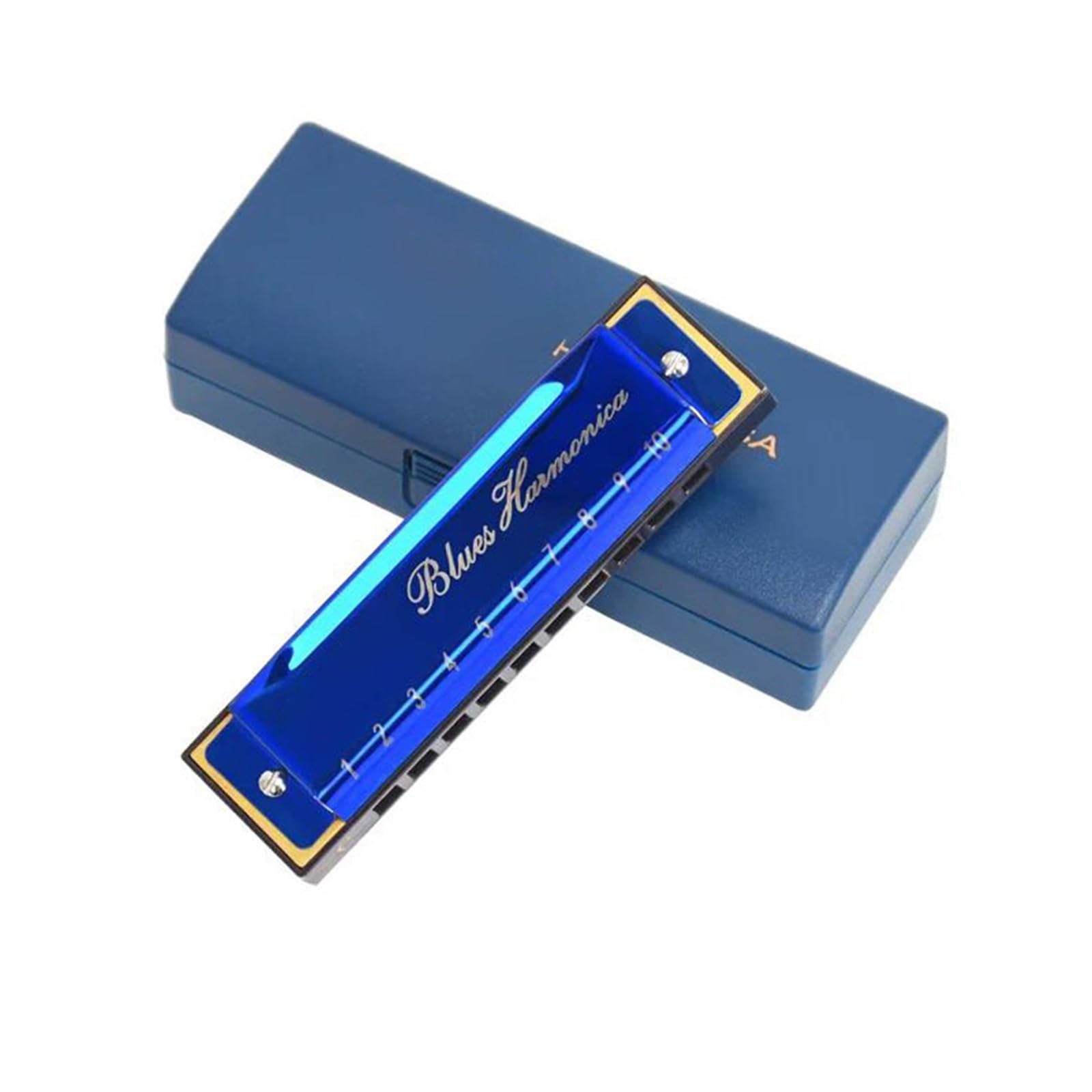 Armonica Per Principianti Armonica A Bocca C Tone Key 10 Fori Armonica A Bocca Arpa Strumenti Musicali Professionali Con Custodia(Blue)