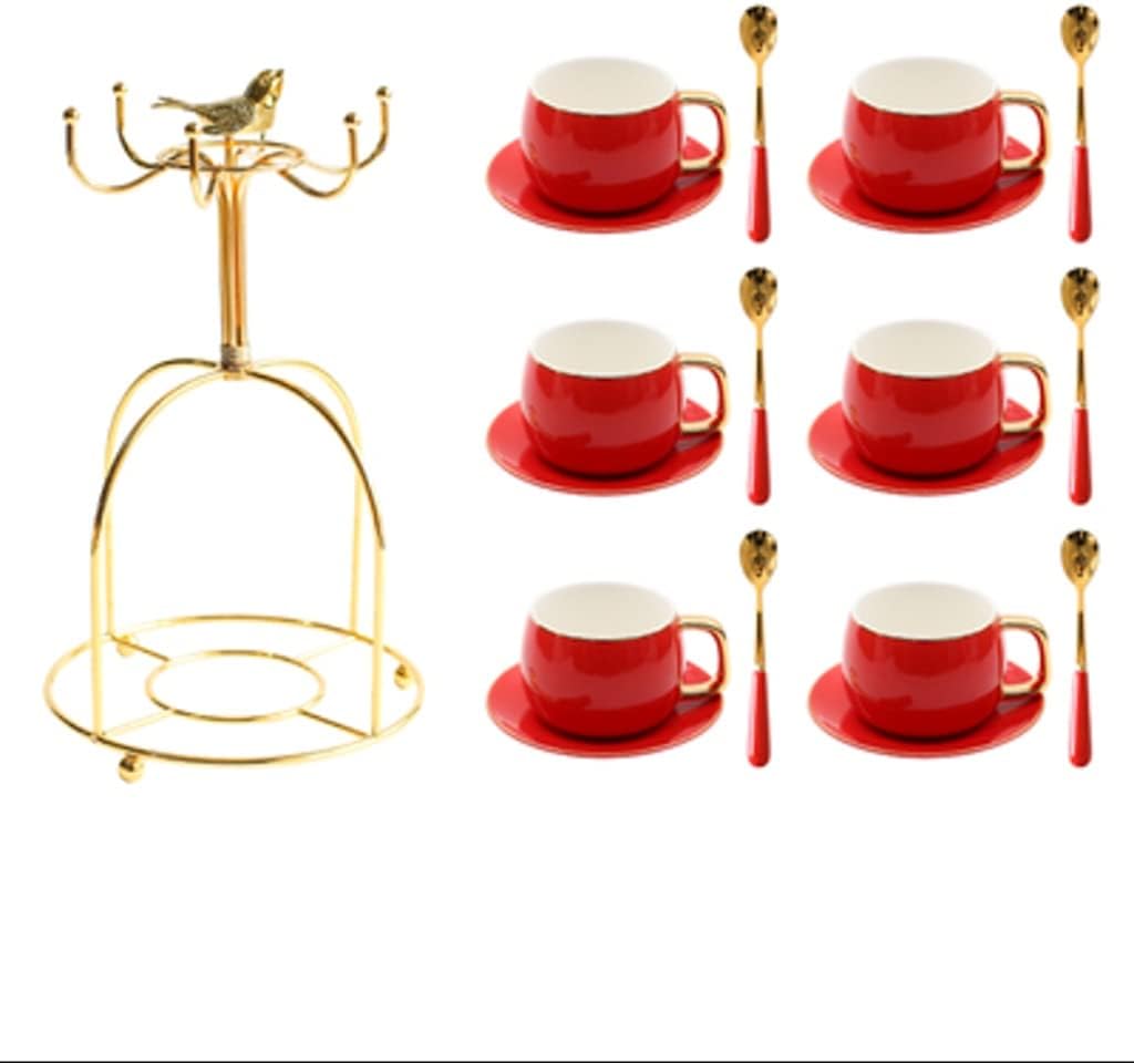 Tea Cup Set Ceramic Tea Cup Sets Cups and Saucer British Cups with Cup Holder for Tea Coffee Coffee Cup Set