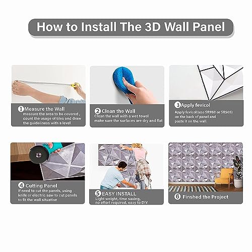 Image of Kayra Decor 3D PVC Wall Panels -Electric Blue Color Alps Design- (19.7 inch x 19.7 inch Covers 32.28 sq. ft.) (Pack of 12)