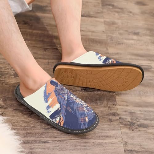 African Tribal House Slippers for Women Men, Warm Slipper Rubber Sole Memory Foam Indoor Outdoor 4-54